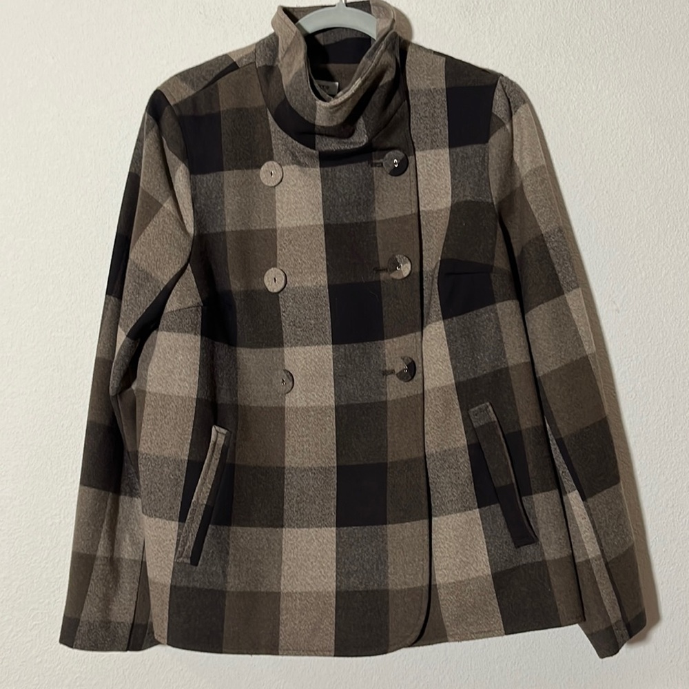Liz Claiborne Brown Plaid coat size L